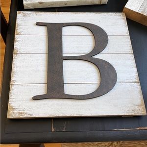 “B” wooden/metal wall decor